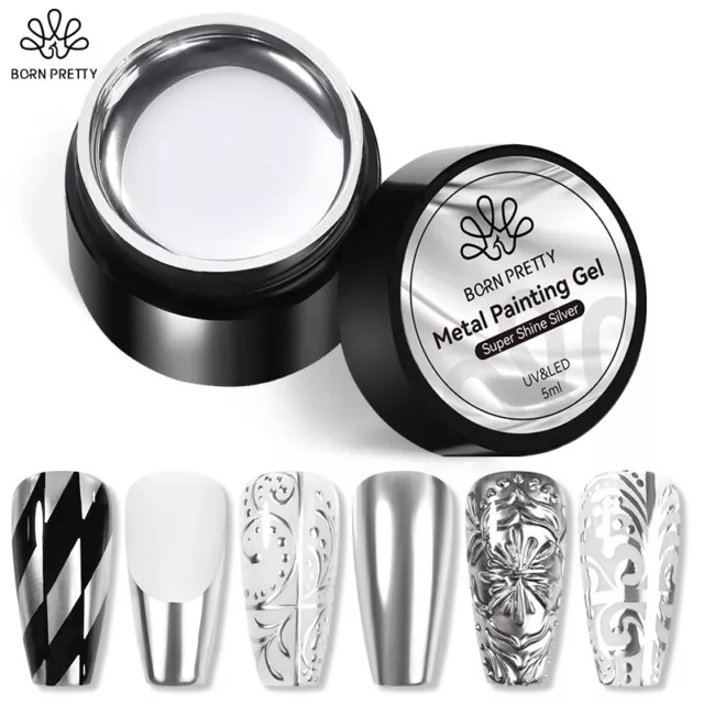 BORN PRETTY Metallic Painting Gel Polish Mirror 5ml Soak Off UV LED Gel Lack 3