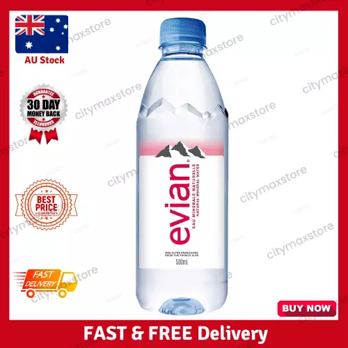 Evian Natural Mineral Water, 24 x 500ml FAST FREE SHIPPING AU