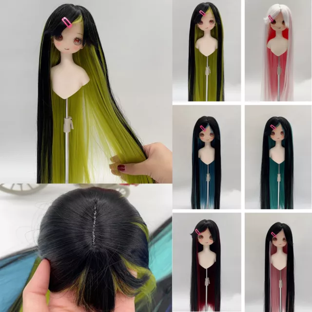 Dolls Hair Accessories Long Straight Double color Wigs for 1/3 1/4 1/6 BJD Dolls
