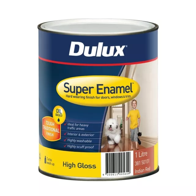 Dulux 1 Litre Super-Enamel Oil/.Base Mix High-Gloss Int/Ext Mix Colour Paint