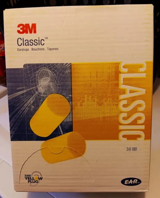 3M 310-1001 E-A-R Classic Uncorded Disposable Foam Shooting Earplugs 200 PR 29db