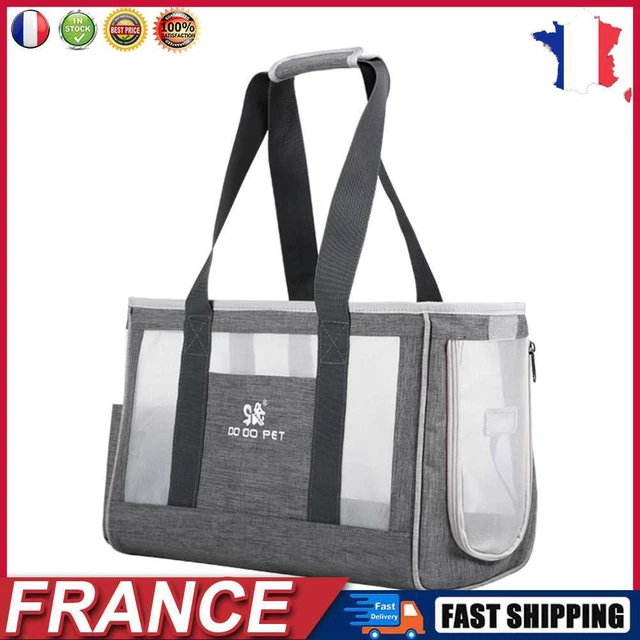 Small Pet Travel Carrying Bag Waterproof Foldable Cat Dog Carrier (Grey L) fr