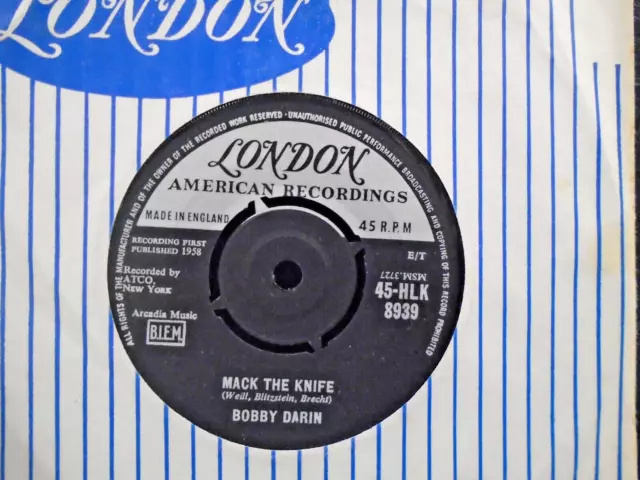 BOBBY DARIN " MACK THE KNIFE " Or. UK LONDON EX+ COND. IN Or.SL.