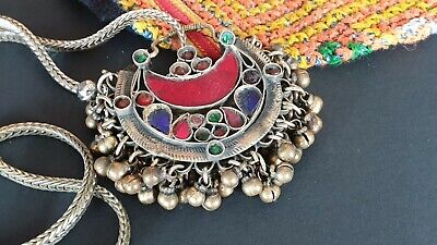 Old Afghanistan Pendant on Chain with Local Stones and Silver …beautiful collect