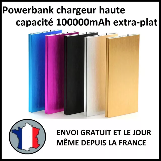 Chargeur Externe Batterie 100000Mah Extra Plat Usb Tablette Usb 1A 2A Power Bank