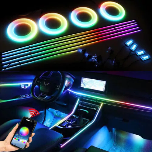 22 in 1 RGB Symphony Car Ambient Light Interior LED Acrylic Guide Fiber Optic