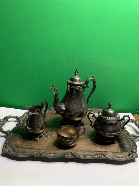 Rare Antique Silver Plate Tea Set 5 Pc