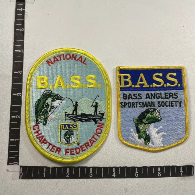 circa 1990s BASS FISHERMAN Patches (2 Patch Lot) - Angler, Fish 00PI