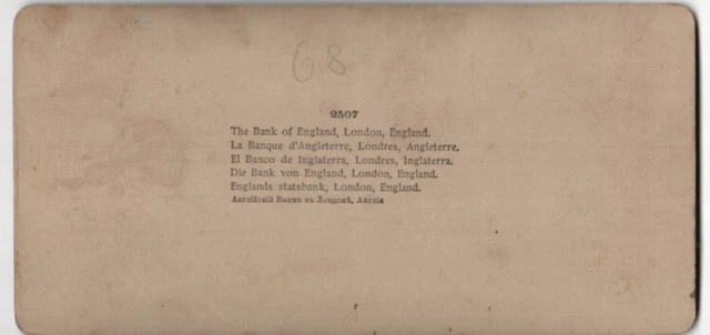 Stereo-Fotografie H.C. White Co., New York, Ansicht London, The Bank of England 2