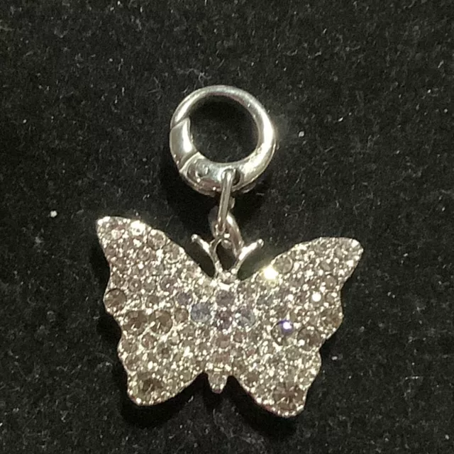 FOSSIL - Silver Tone Pave - Glitz, Crystal Butterfly -  Bracelet Charm - NWOT