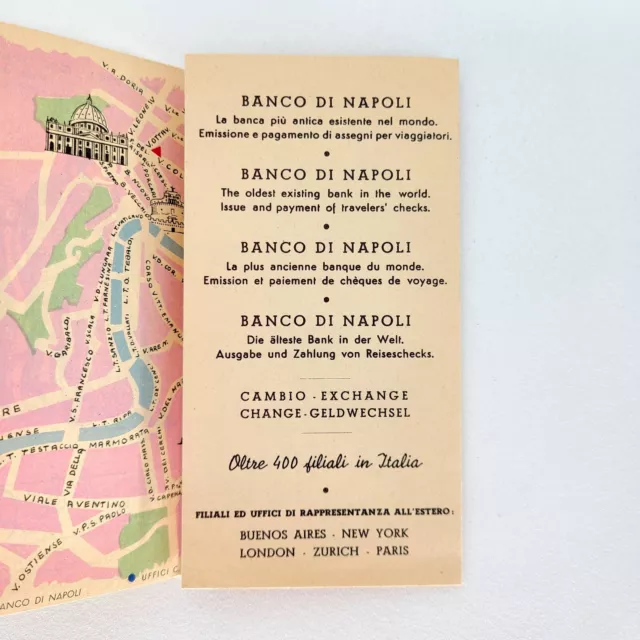 1950s Hotel De La Ville Vintage Travel Brochure Rome Roma Italy Italian Map 3