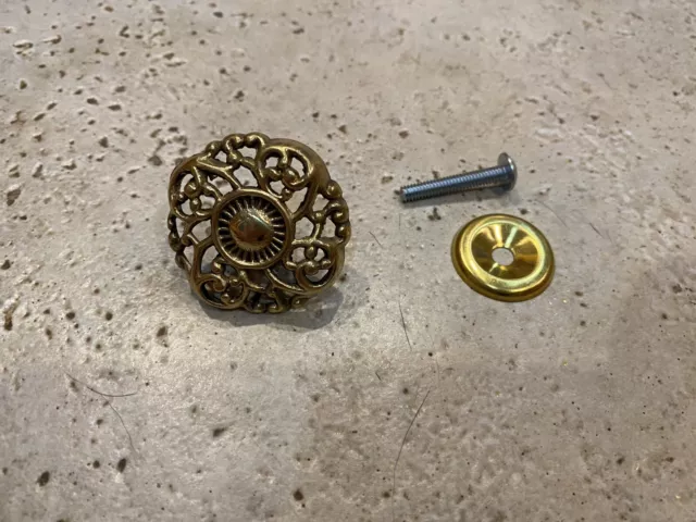 Ornate Brass Vintage Drawer Knob Pull Antique Cabinet Closet