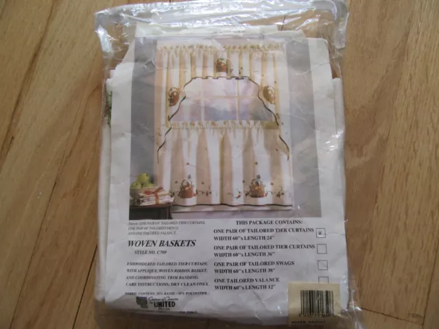 19Z/Curtains Of Character Tier Curtains/Swags/Valance/Woven Baskets/60X24!