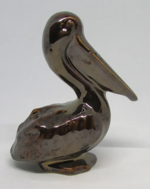 Australiana Brown Glaze Pottery Pelican Bird Figure Figurine