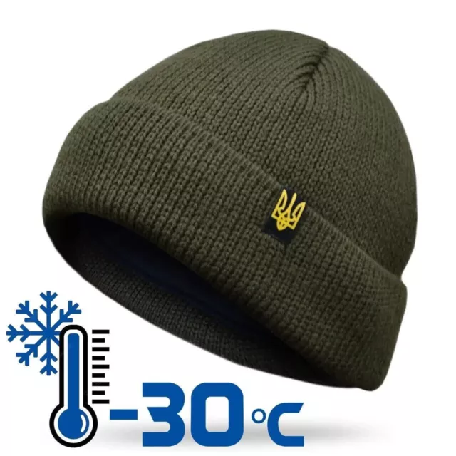 Gorro de punto verde oliva caqui cálido gorro militar de invierno para las...