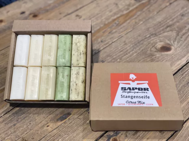 Die NEUE sapor Bio Öko Box Citrus  Trockenseife, Raspelseife, Pflanzenölseife