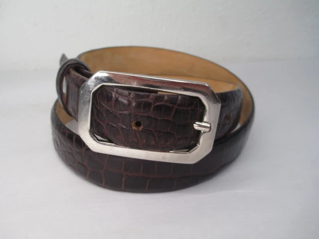 HAROLD POWELL BELT Brown Crocodile Embossed MADE ITALY  display picture 2