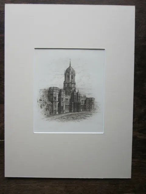 c1890 Oxford Etching Christ Church College Alfred Slocombe Dunthorne University