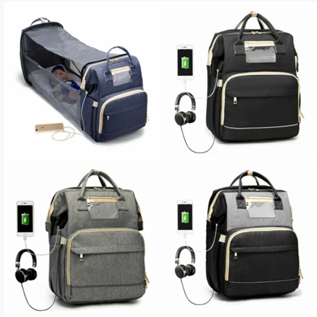 Foldbale Diaper Bag 3 in 1 Baby Bed Portable Bassinet Crib Backpack Travel/Sleep