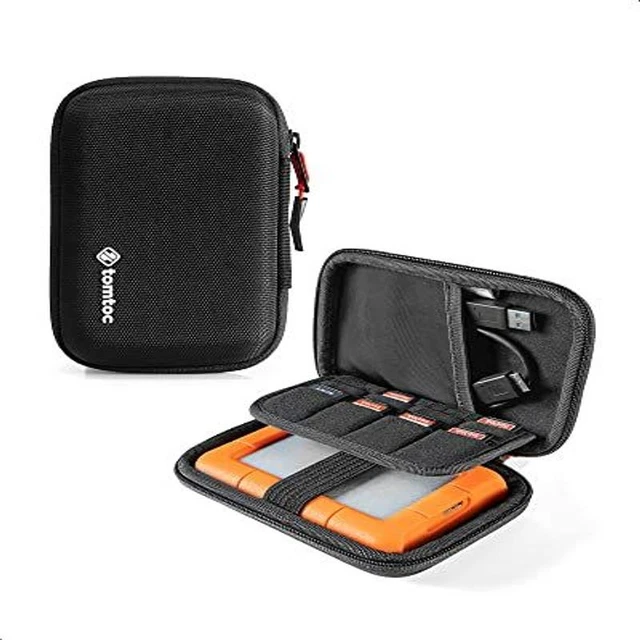 tomtoc Carrying Case for 2.5-inch External Hard Drive, EVA Shockproof Black