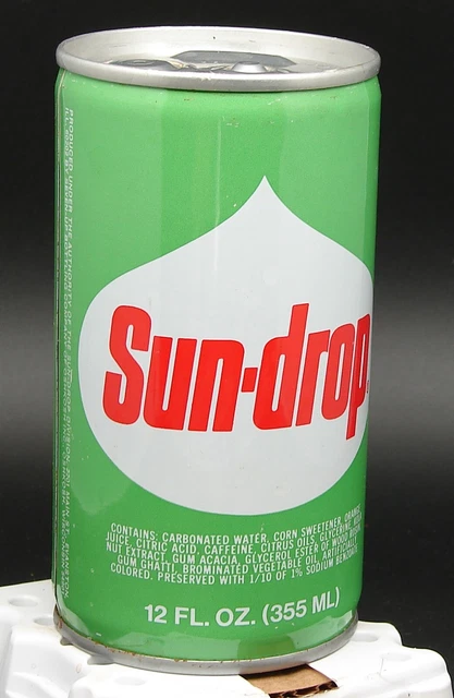 Sun-Drop; Seven-Up Bott. Co of Oshkosh; steel soda pop can - push button openers