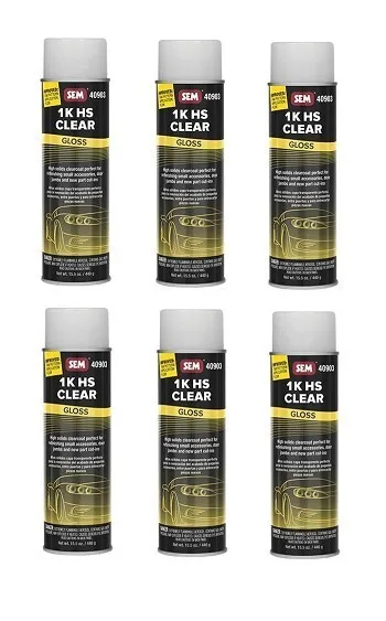 SEM 40903 1K Clear High Solids Clearcoat Spray 15.5 oz Aerosol Can (6 Pack)