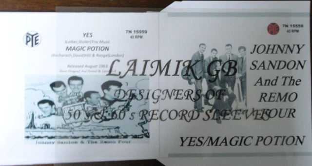 Johnny Sandon & The Remo Four:yes/Magic Potion:record Sleeve