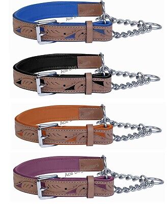 Ace Dog Training Collars Adjustable PADDED Half check Martingale Leather Collar.