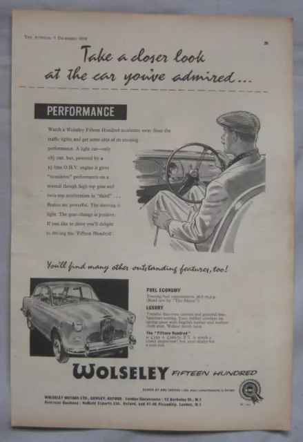 1958 Wolseley Fifteen Hundred Original advert No.1