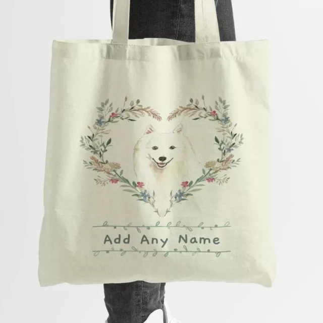 Personalised Japanese Spitz Dog Cotton Tote Bag - Add A Name