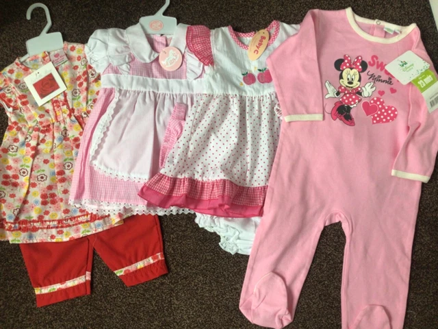 Pacchetto di set di abiti estivi per bambine x 4 taglia 12-18 18-23 mesi