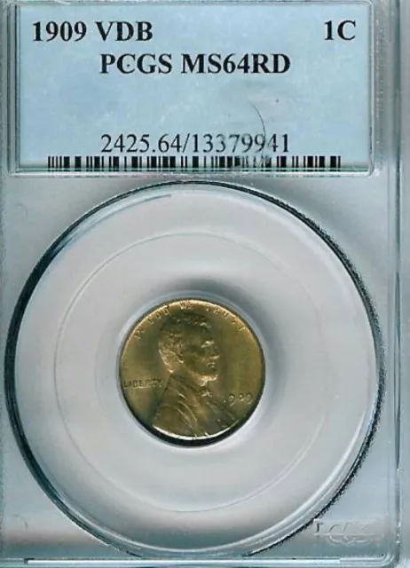 1909 VDB Lincoln Cent : PCGS MS64RD Blazing Red