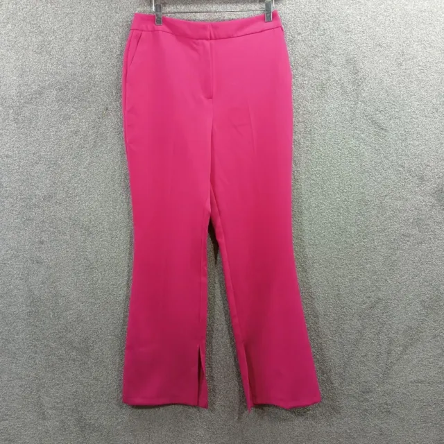 Hot Pink Straight Leg Trousers Split Hem Woven Side Pocket Bnwt Y2K Uk 12