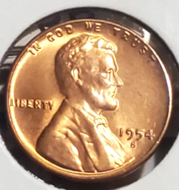 1954 S Lincoln Wheat Penny, Choice BU Mint Luster Red Uncirculated Cent from OBW