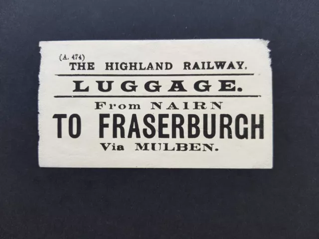 Luggage Label HR From Nairn To Fraserburgh Via Mulben The Highland Railway