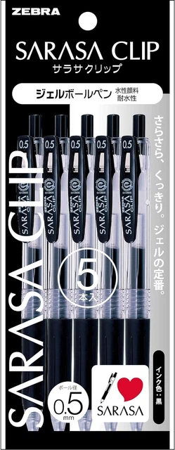 5 piezas P-JJ15-BK5 Zebra Sarasa gel bolígrafo clip negro 0,5 importación Japón