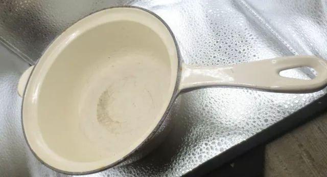 Le Creuset White Enamel Cast Iron #18 6" diameter France Sauce Pan Pot No Lid