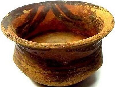 Ancient China Xia Dynastry 2000BC Amazing Painted Earthenware Bowl Hand Crafted