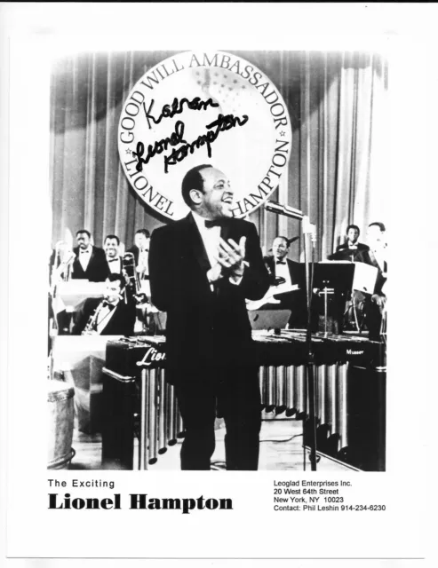 Lionel Hampton HAND SIGNED B&W 8X10 PHOTO TV Jazz Musician Big Band AUTOGRAPHED