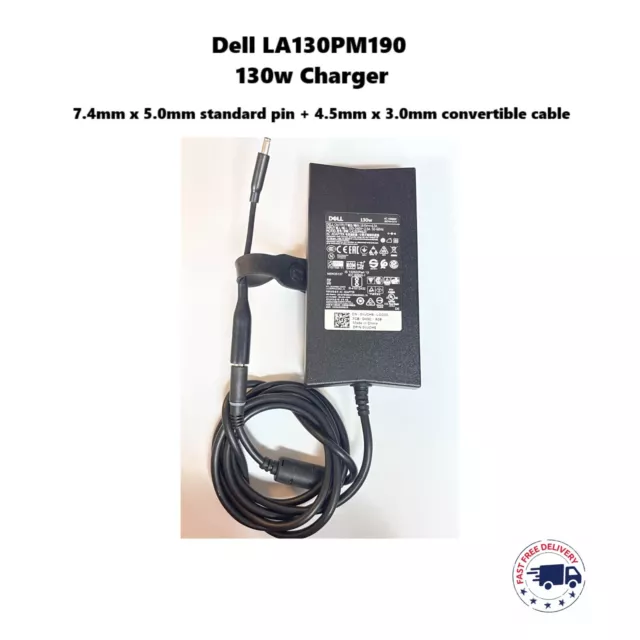 Original Dell 130W 4.5x3.0mm pin 19.5V 6.7A Charger Adapter PC Laptop 7.4x5.0mm