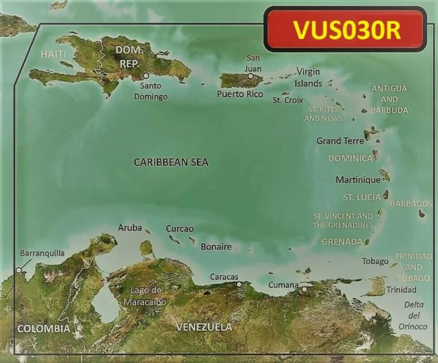 Garmin BlueChart G2 HD Vision VUS030R Southeast Caribbean Islands microSD Chart