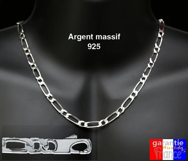 Chaîne Argent 925 Maille Figaro Alternée 1-1 - 4mm X 60cm - Bijouxia Neuf Avec étiquettes