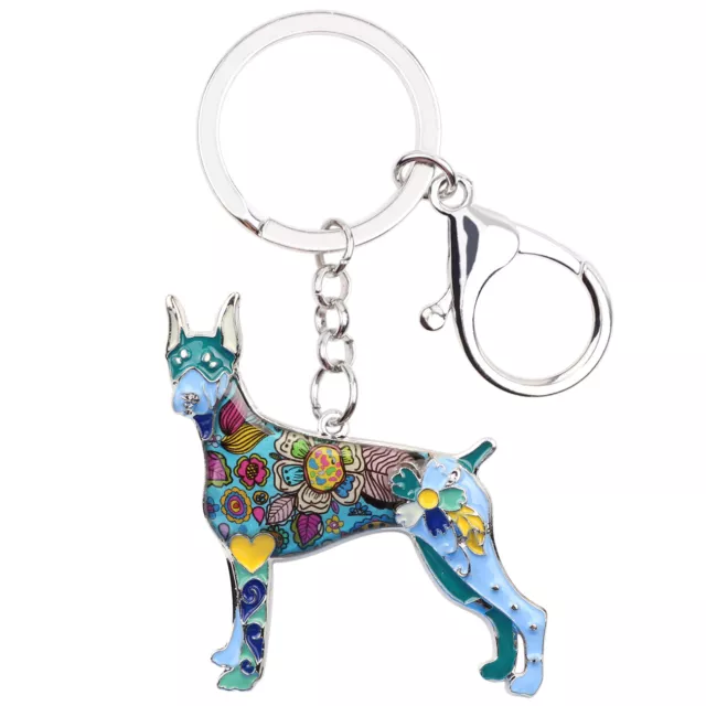 Enamel Alloy Doberman Dog Keychain Bag Key Ring Gifts Pets Jewelry Purse Charms