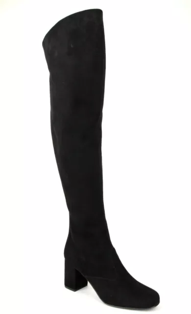 $1595 YSL Saint Laurent Black Suede BB 70 Over-The-Knee Boots 393826 1000