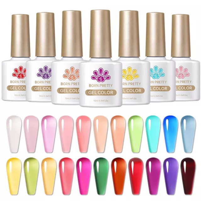 BORN PRETTY Jelly Nude Gel Nagellack 10ml Translucent Soak Off UV Nagellacke 2