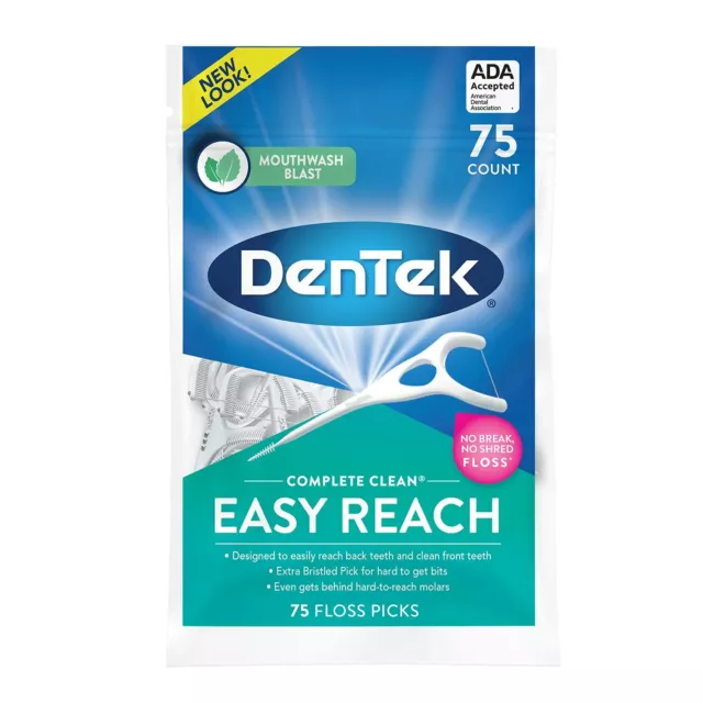 DenTek Complete Clean 75PK - Zahnseide Sticks Stück - Ideal für die Backenzähne