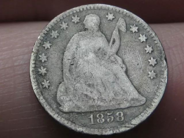1858 P Seated Liberty Half Dime- Philadelphia, Good/VG Details