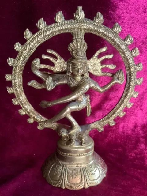 Schöne alte Figur Shiva im Sonnenrad aus Bronze/ Messing