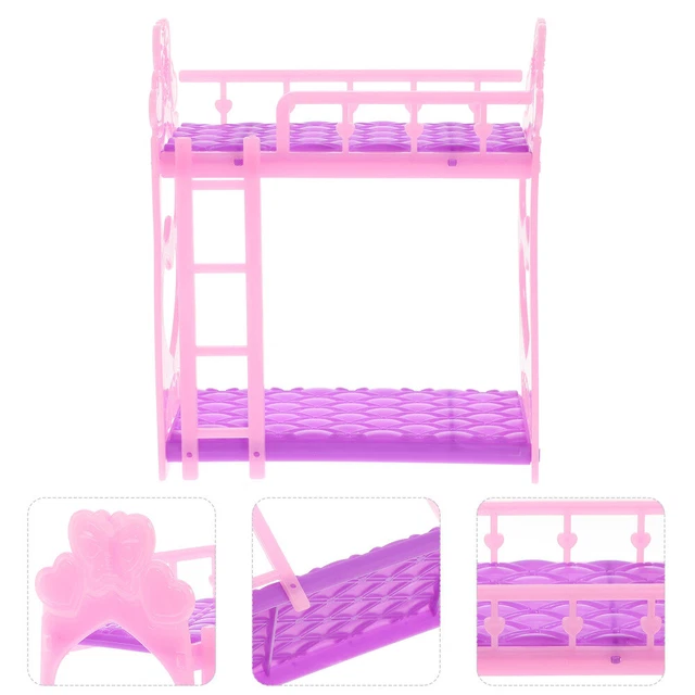 Lit Double Miniature Pour Maison De Poupée - Modèle Plastique Détailé 9.8x8cm