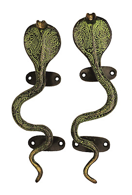Cobra Snake Shape Antique Victorian Repro Handmade Solid Brass Door Handle Pair